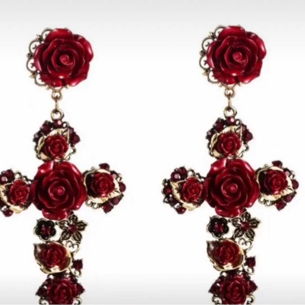Rose cross earrings New